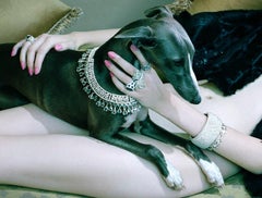 Dog Lady #4  – Miles Aldridge, Woman, Fashion, Glamour, Dog, Hotel Room, Animal