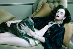 Dog Lady #4  – Miles Aldridge, Woman, Fashion, Glamour, Dog, Hotel Room, Animal