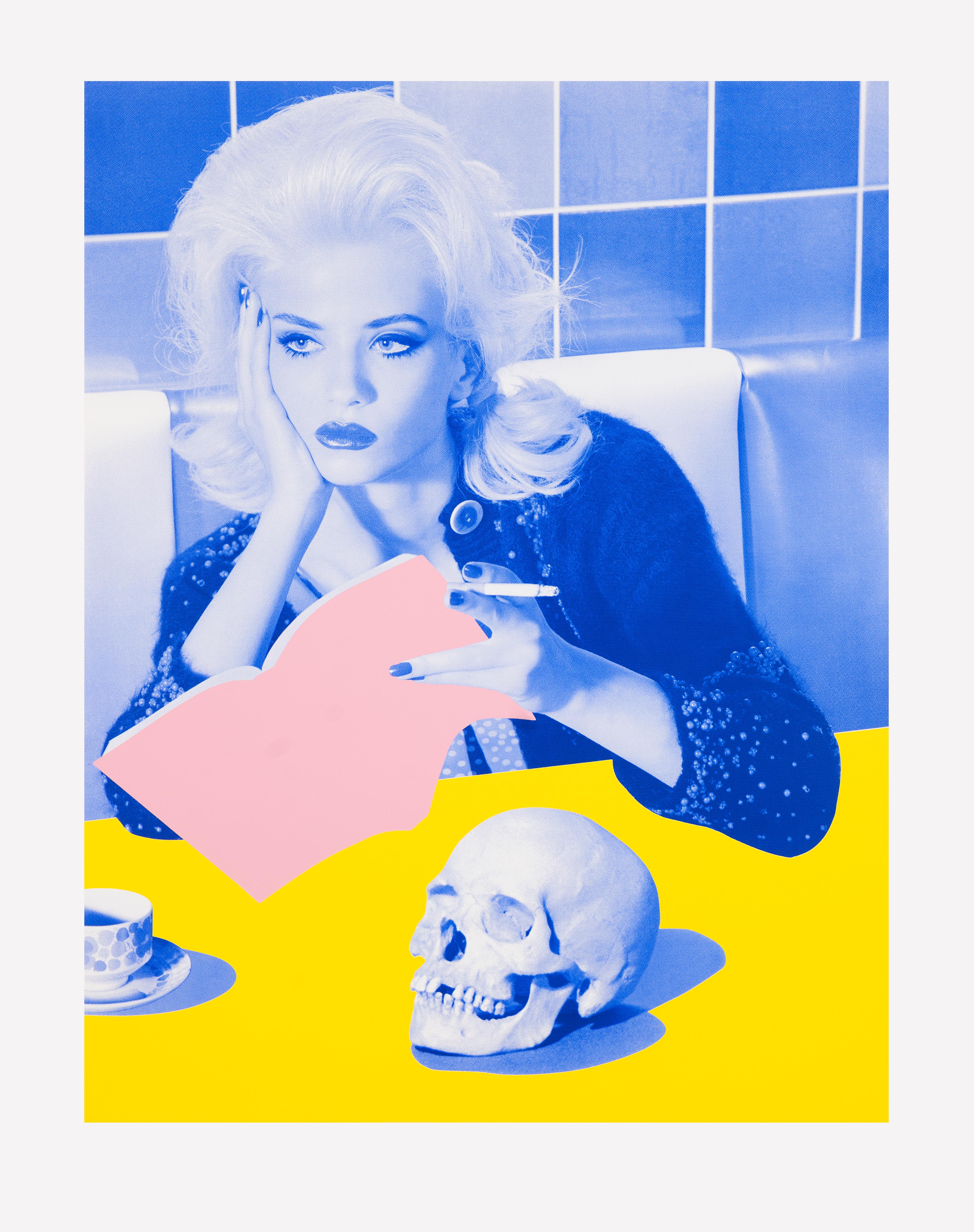 Ex Libris Miles Aldridge Femme, mode, érotique, mannequin, modèle, crâne, livre, blond