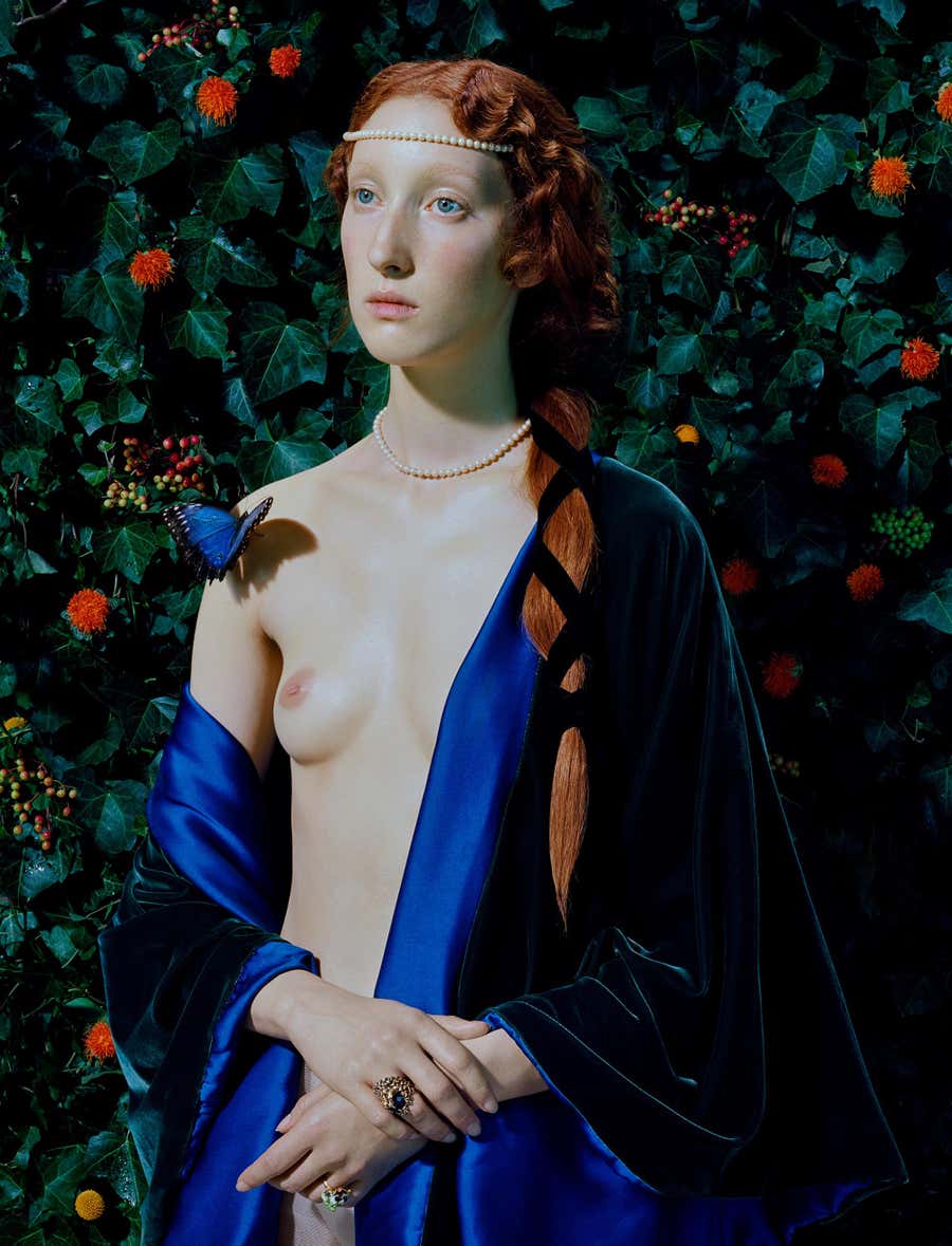 In The Garden – Miles Aldridge, Woman, Fashion, Colour, Art, Garden, Nature