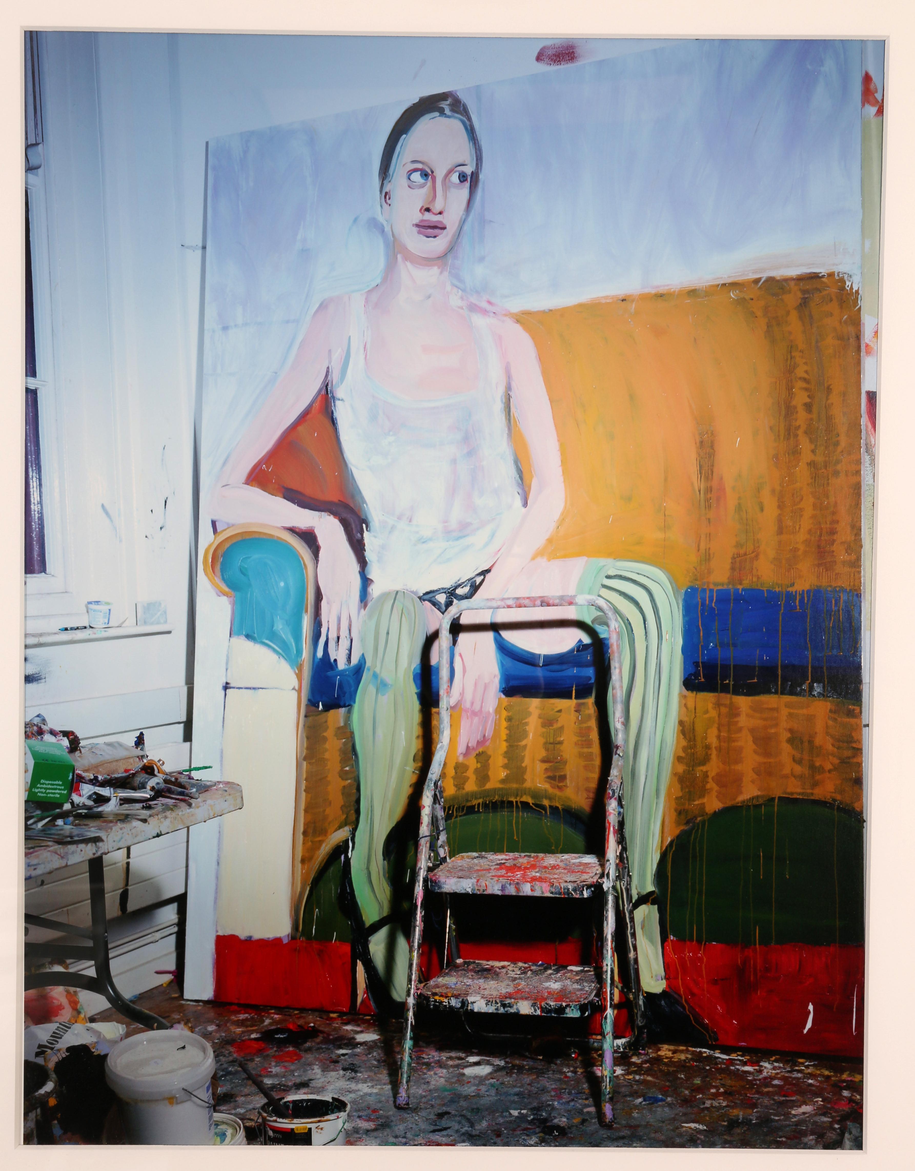Kristen, Painting by Chantal Joffe (from Kristen series)  - Gray Portrait Photograph by Miles Aldridge
