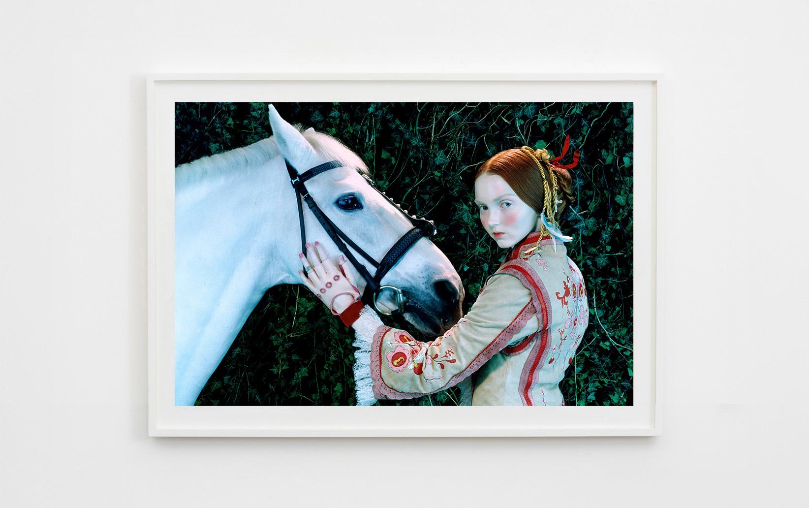 Miles Aldridge (Colour Photography)
Signed and numbered on reverse
Chromogenic print
26 ½ × 40 inches
Edition of 10 + 2 AP

Miles Aldridge’s singular aesthetic is characterised by the use of vibrant hues and elaborately styled sets through which he