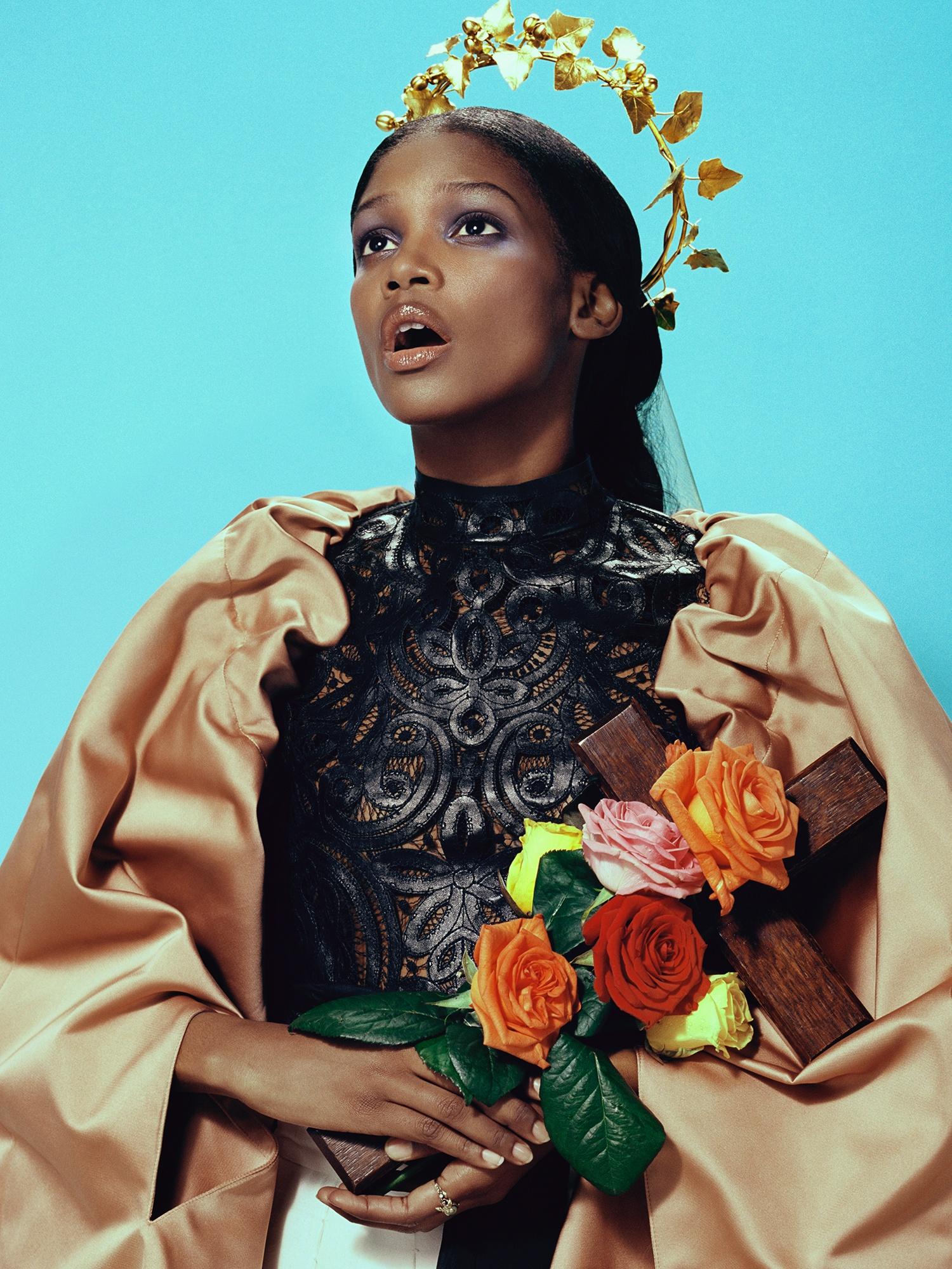 Mystique #3 – Miles Aldridge, Woman, Fashion, Glamour, Flowers, Black model