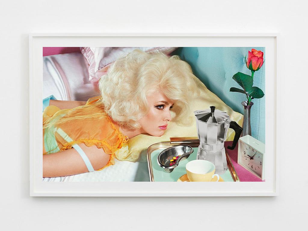 Miles Aldridge (Colour Photography)
Signed and numbered in pencil on reverse
Screenprint in colours with silver ink
34 ¼ × 59 inches
Edition of 15 + 3 APs

Miles Aldridge’s singular aesthetic is characterised by the use of vibrant hues and