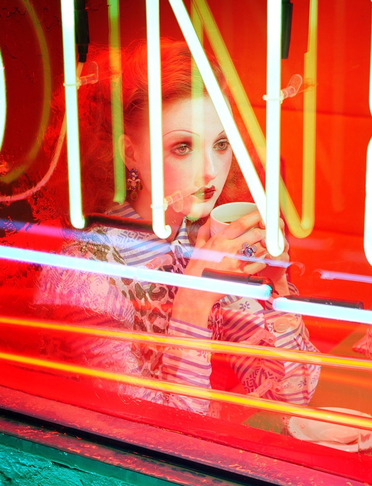 Night Car #1 – Miles Aldridge, Woman, Fashion, Glamour, Neon Light, Night For Sale 1