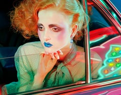 Night Car #3 – Miles Aldridge, Woman, Fashion, Glamour, Neon Light, Night, Car