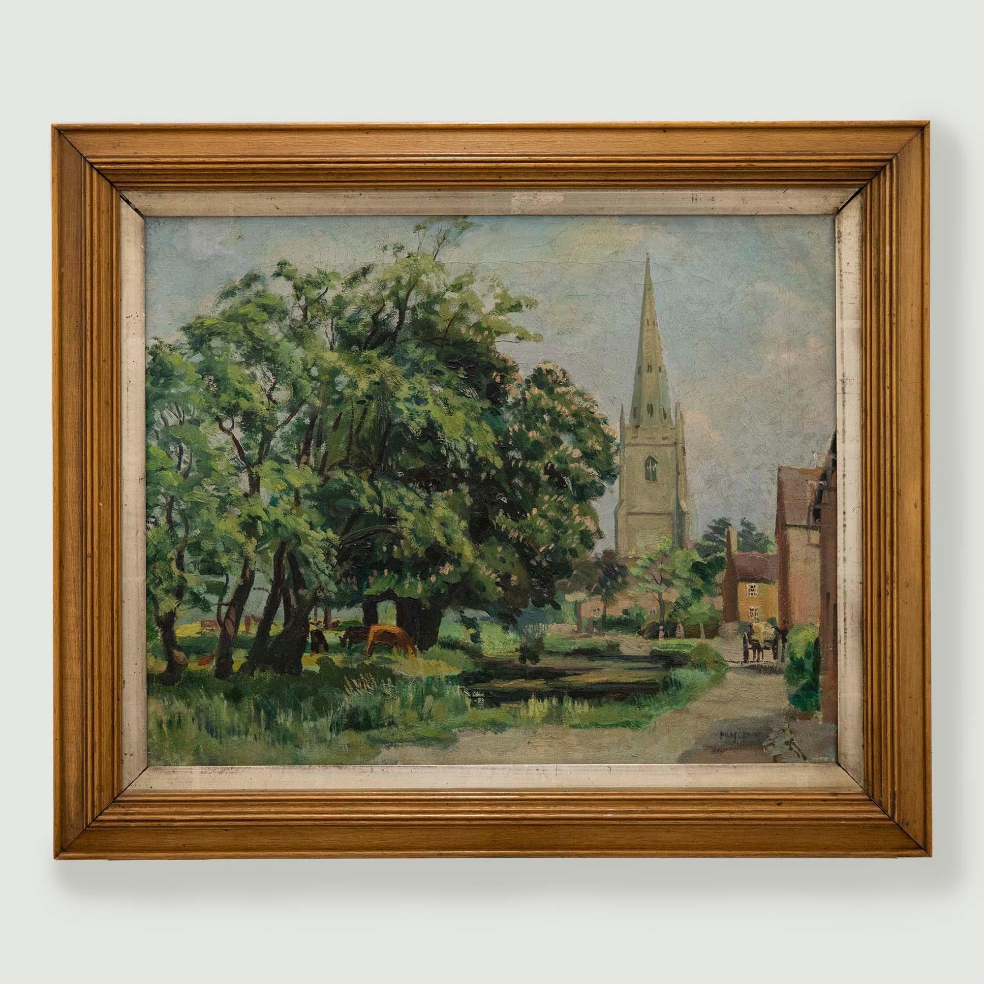 Miles Balmford Sharp (1897-1981) - Olio incorniciato della metà del XX secolo, Church Lane 2