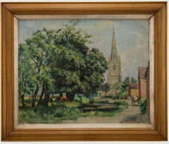 Miles Balmford Sharp (1897-1981) - Gerahmtes Ölgemälde, Church Lane, Mitte des 20. Jahrhunderts