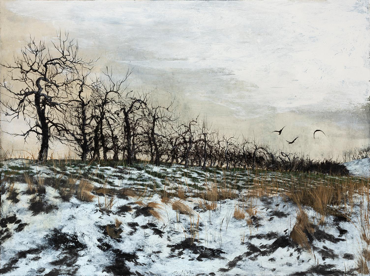 Landscape Painting Miles Cleveland Goodwin - Orchard avec foules