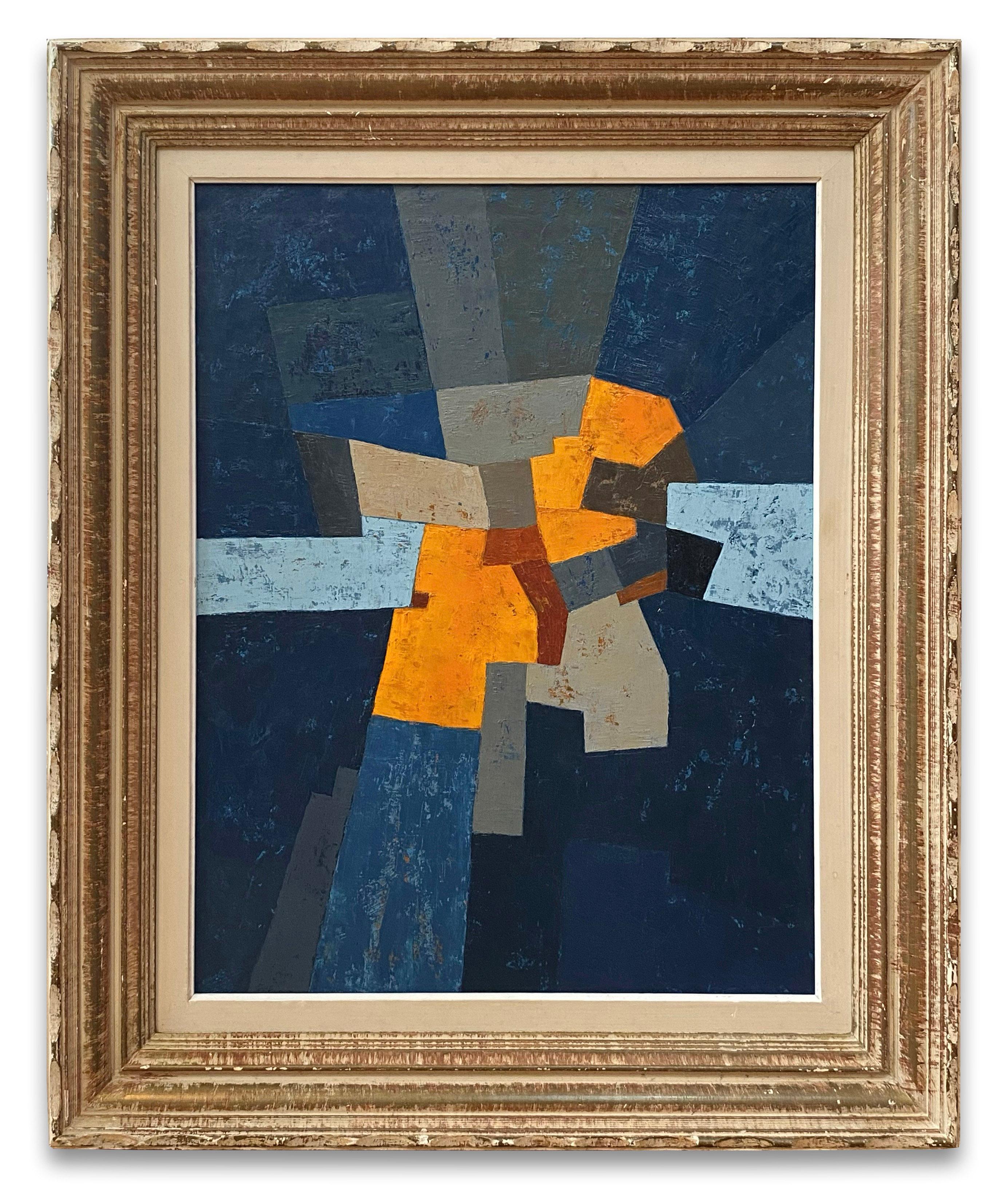 Dynamic Construction is an abstract painting in the British Constructivist style of the post-war period. Here are references to the Brutalist architecture around the London's South Bank and the River Thames with a nod to pioneering artists such as