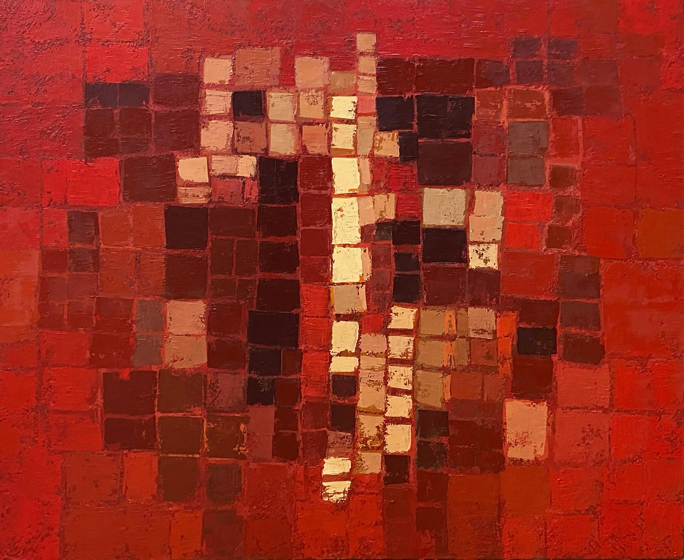 Harmony In Red, Landscape Artwork, Original Oil Painting, Abstract Art