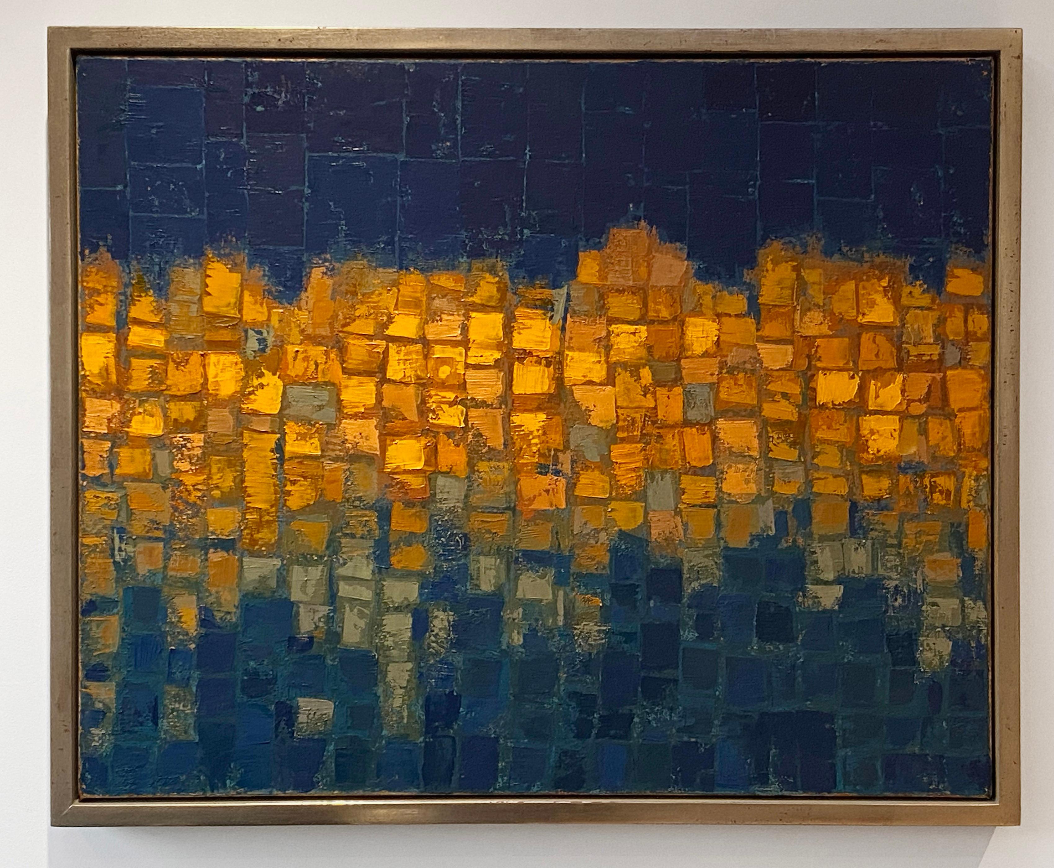 Lights On The River, Landscape Artwork, Original Oil Painting, Abstract Art For Sale 1