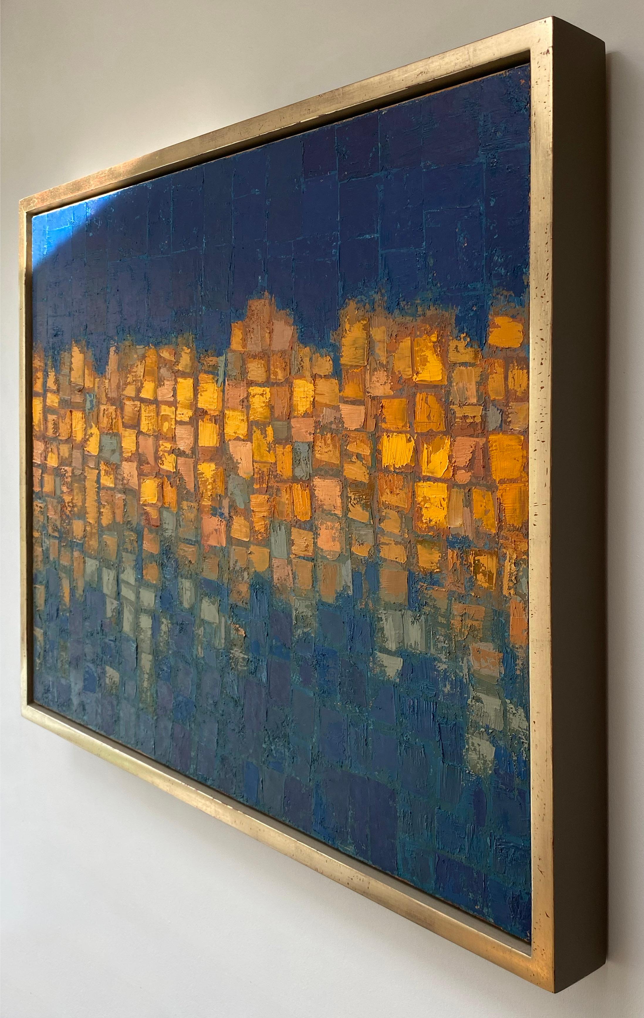 Lights On The River, Landscape Artwork, Original Oil Painting, Abstract Art For Sale 4