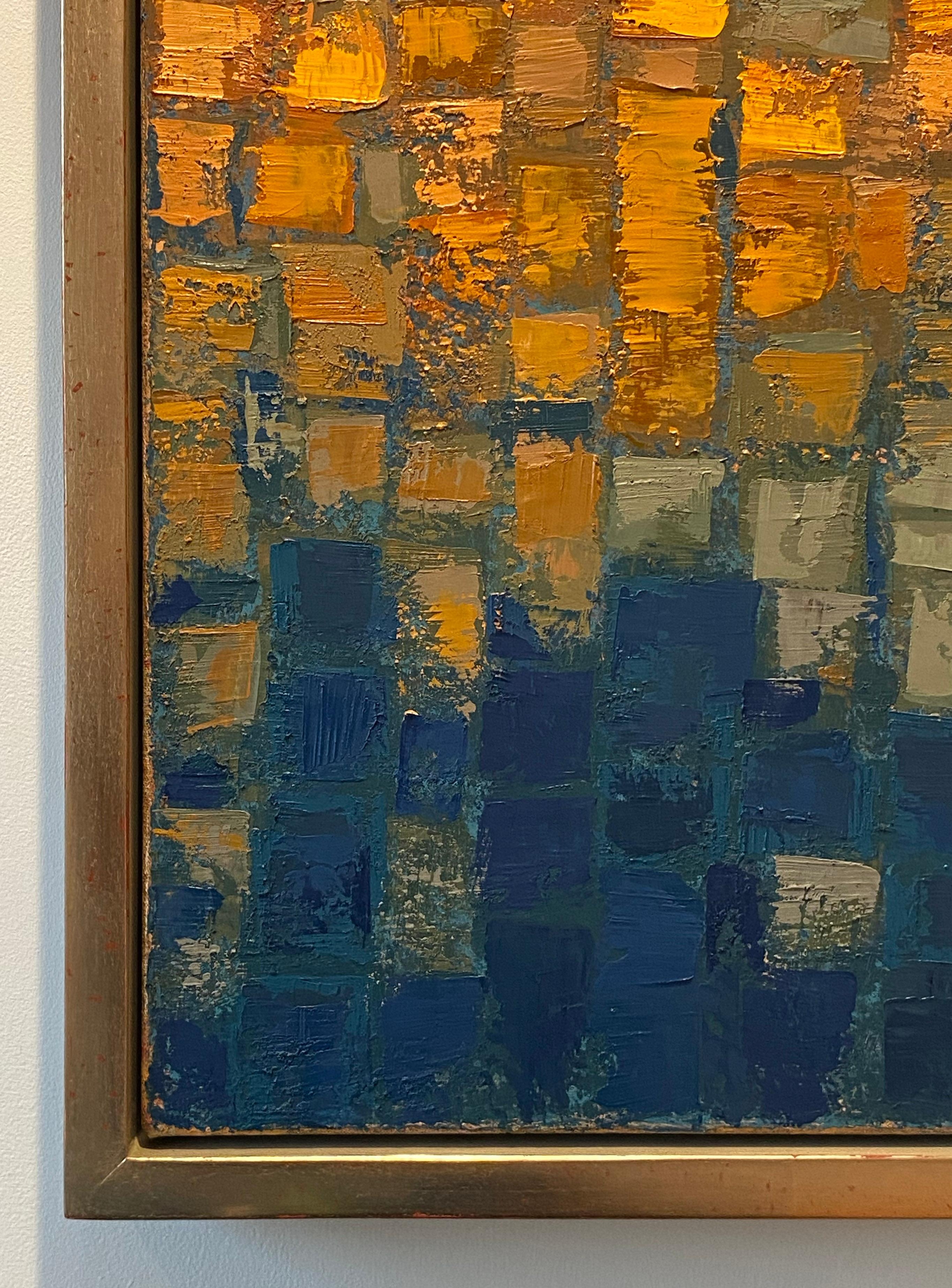 Lights On The River, Landscape Artwork, Original Oil Painting, Abstract Art For Sale 5