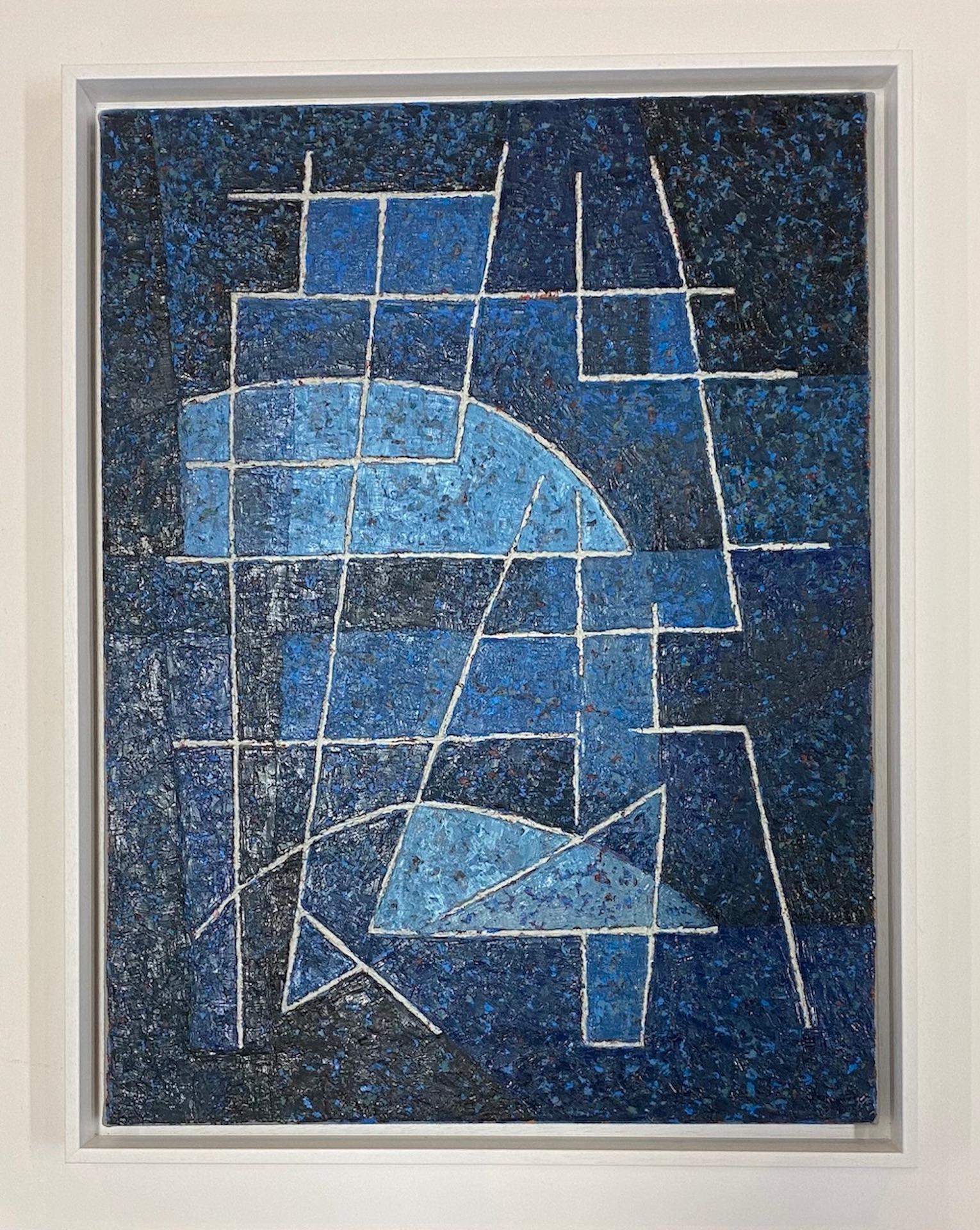 Miles Cole, Blue Composition, Original Abstract Painting, Blue Contemporary Art For Sale 1