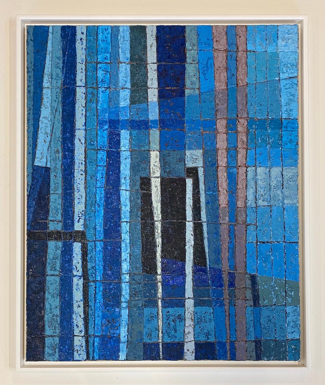 Miles Cole, Intersections, Art abstrait bleu, peinture originale,  en vente 1