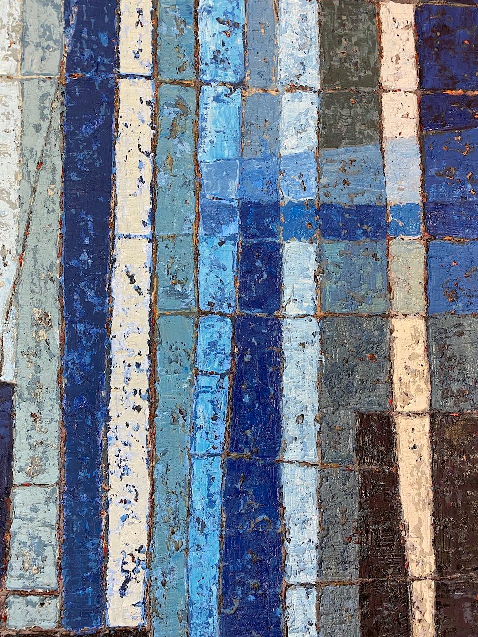 Miles Cole, Intersections, Art abstrait bleu, peinture originale,  en vente 2