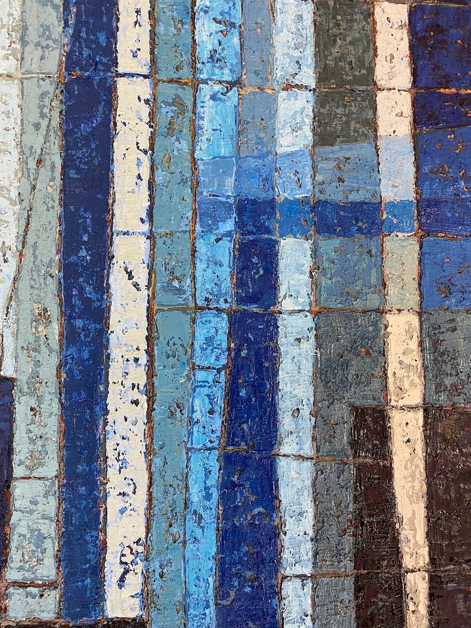 Miles Cole, Intersezioni, Arte astratta blu, Pittura originale, in vendita 2