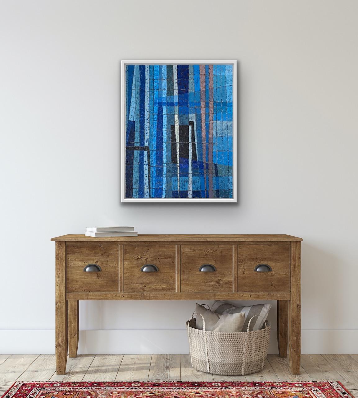 Miles Cole, Intersezioni, Arte astratta blu, Pittura originale, in vendita 7