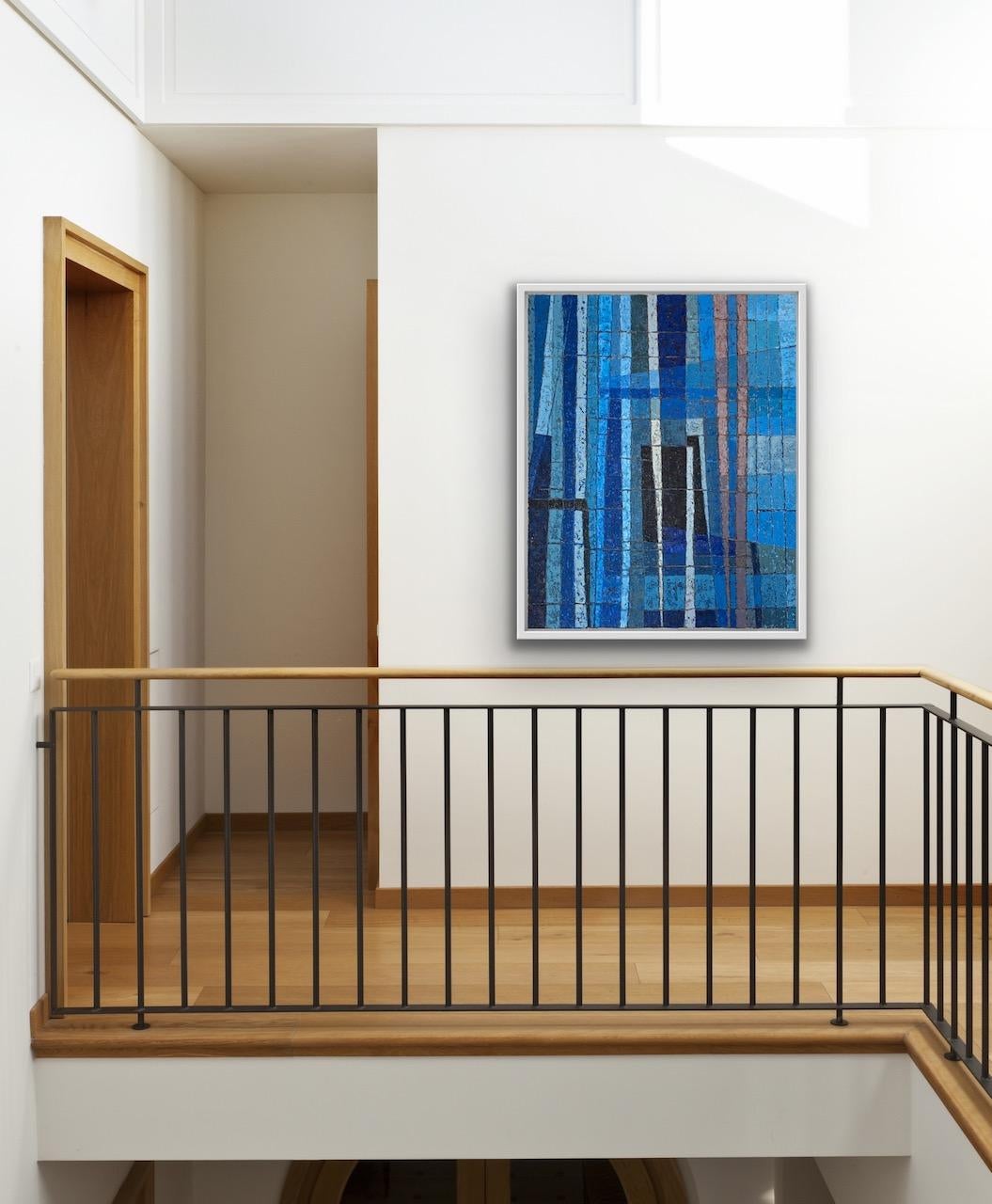 Miles Cole, Intersezioni, Arte astratta blu, Pittura originale, in vendita 8