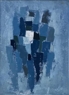 Miles Cole 'Santomaso' Oil Painting Abstract Blue Modern British Art 