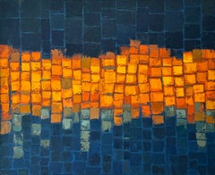 Luci notturne, Opere d'arte paesaggistiche, Dipinti a olio originali, Arte astratta