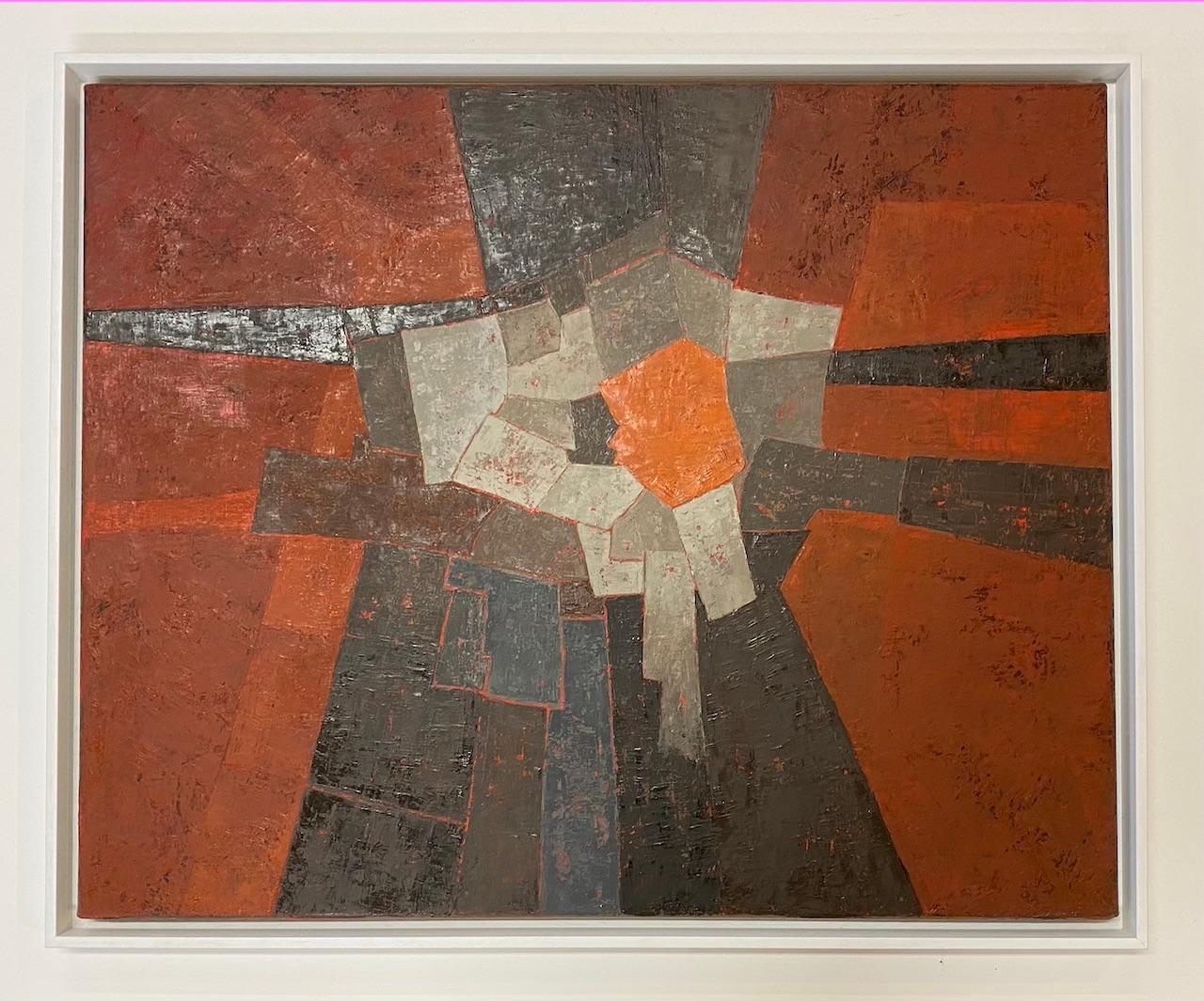 Paysage rouge, peinture de paysage géométrique abstrait, art de l'intérieur tonal - Abstrait Painting par Miles Cole