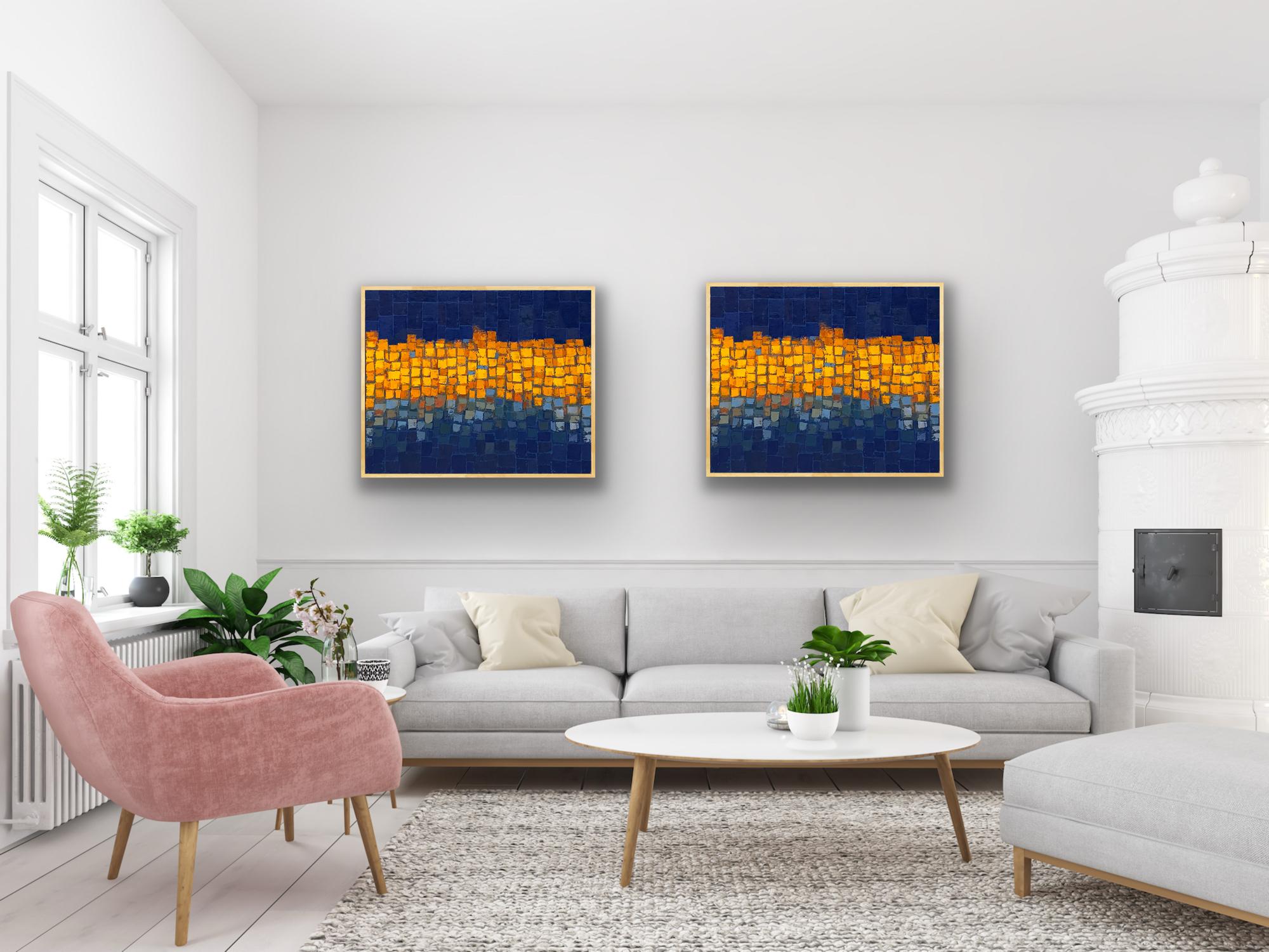 Landscape Painting Miles Cole - Reflets sur l
eau 
Light sur l
eau, diptyque, Landscape Artwork