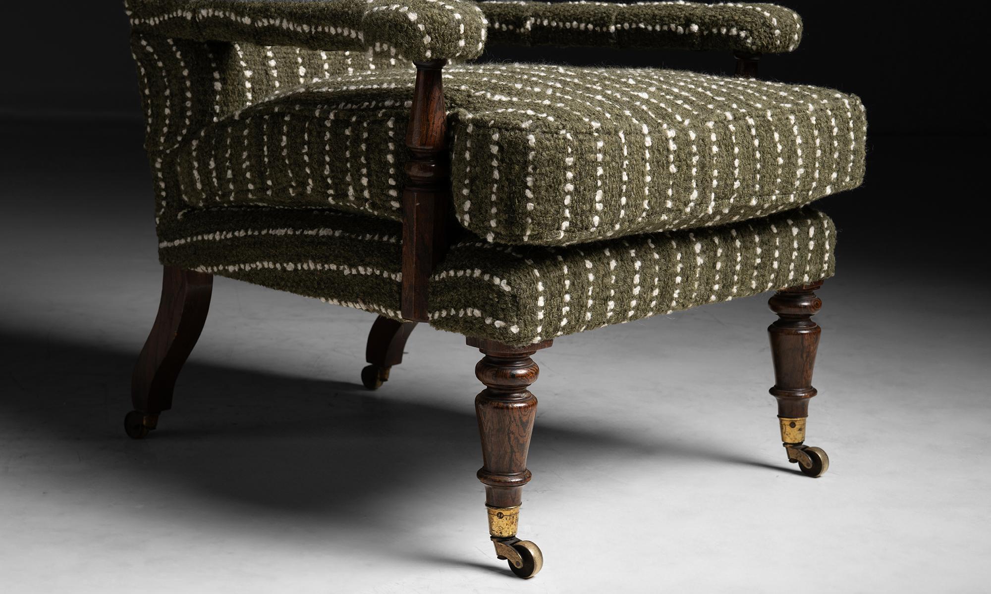 English Miles & Edwards Armchair in Rosemary Hallgarten Fabric Circa 1840
