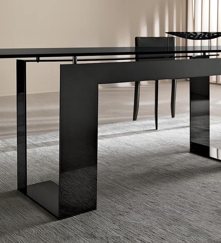 Miles Glass Dining Table, Designed by Giulio Mancini, Made in Italy  In New Condition For Sale In Beverly Hills, CA