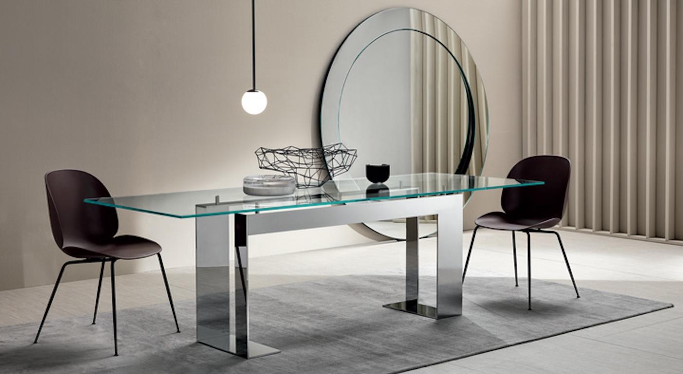 Miles Glass Dining Table, Designed by Giulio Mancini, Made in Italy  For Sale 2