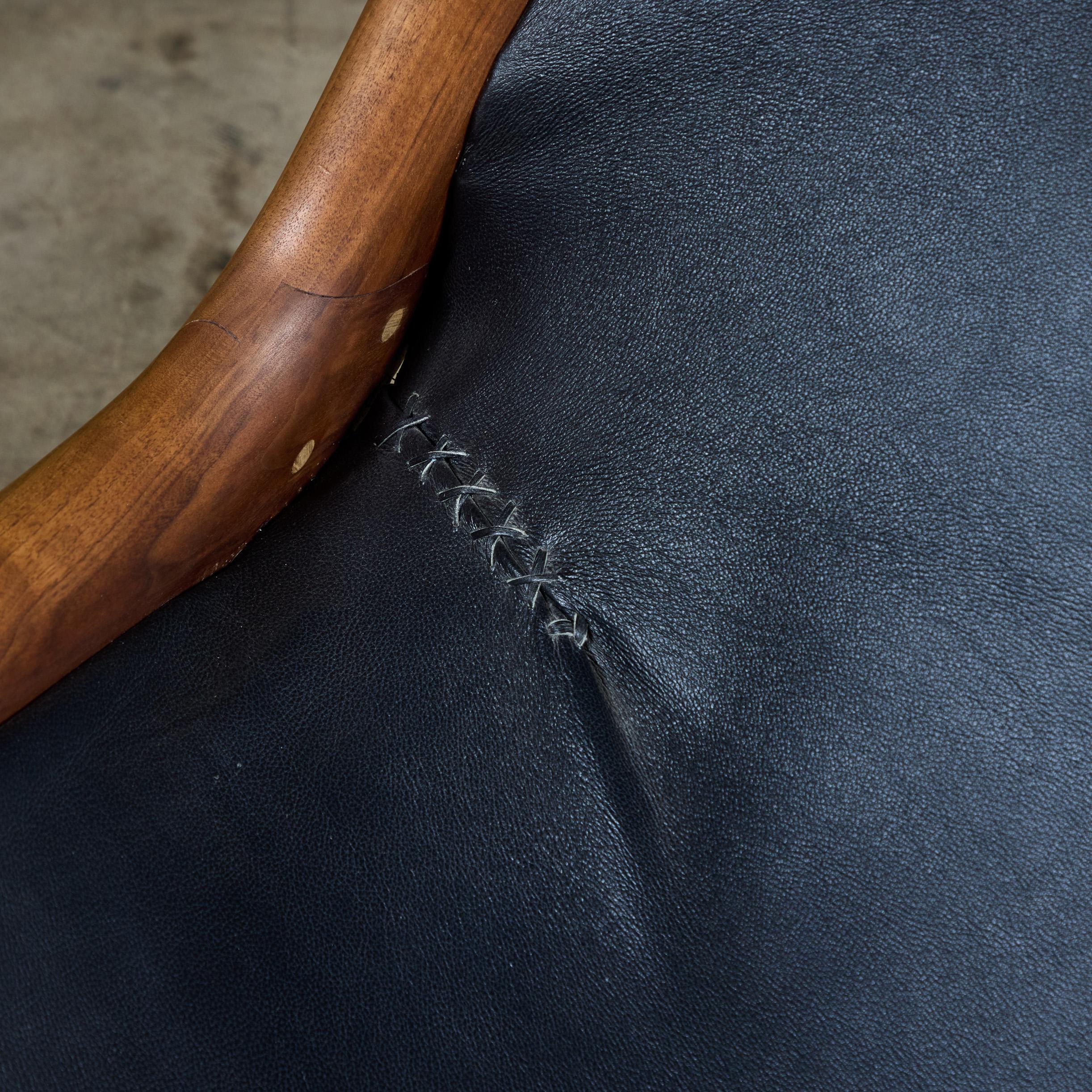 Miles Karpilow Studio Craft Leather Lounge Chair For Sale 1