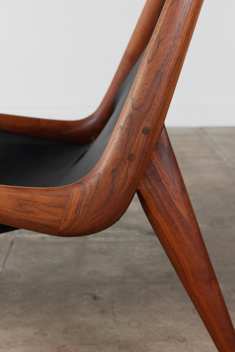 Miles Karpilow Studio Craft Leather Lounge Chair For Sale at 1stDibs