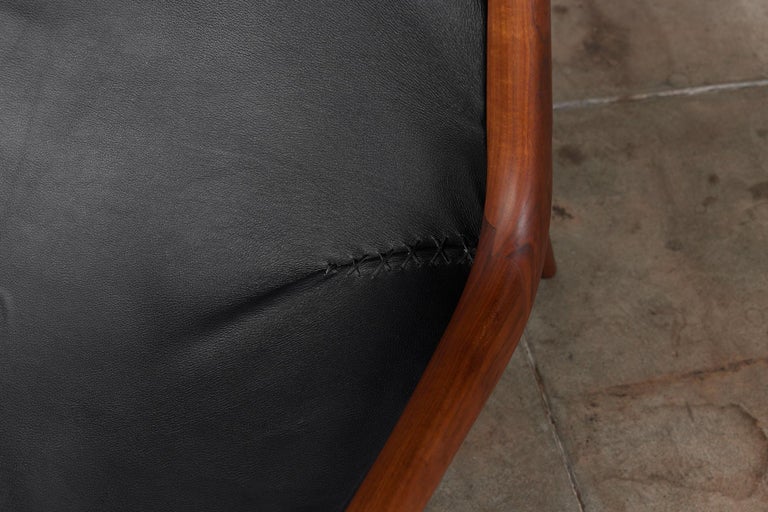 Miles Karpilow Studio Craft Leather Lounge Chair For Sale at 1stDibs