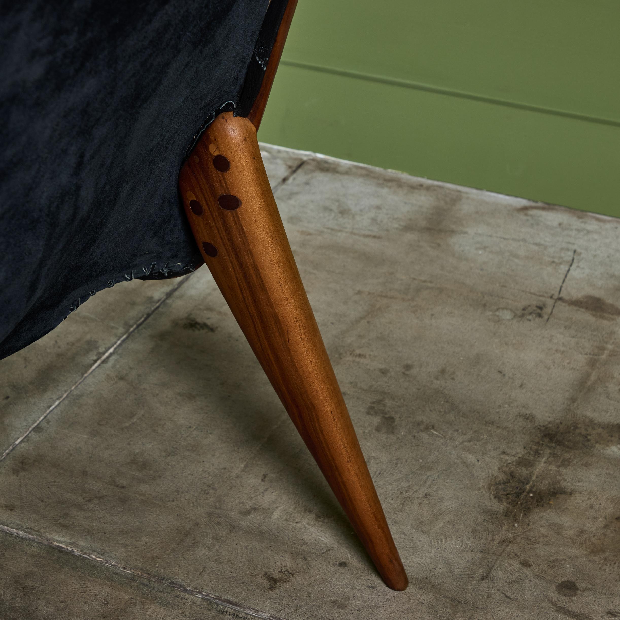 Miles Karpilow Studio Craft Leather Lounge Chair For Sale 5