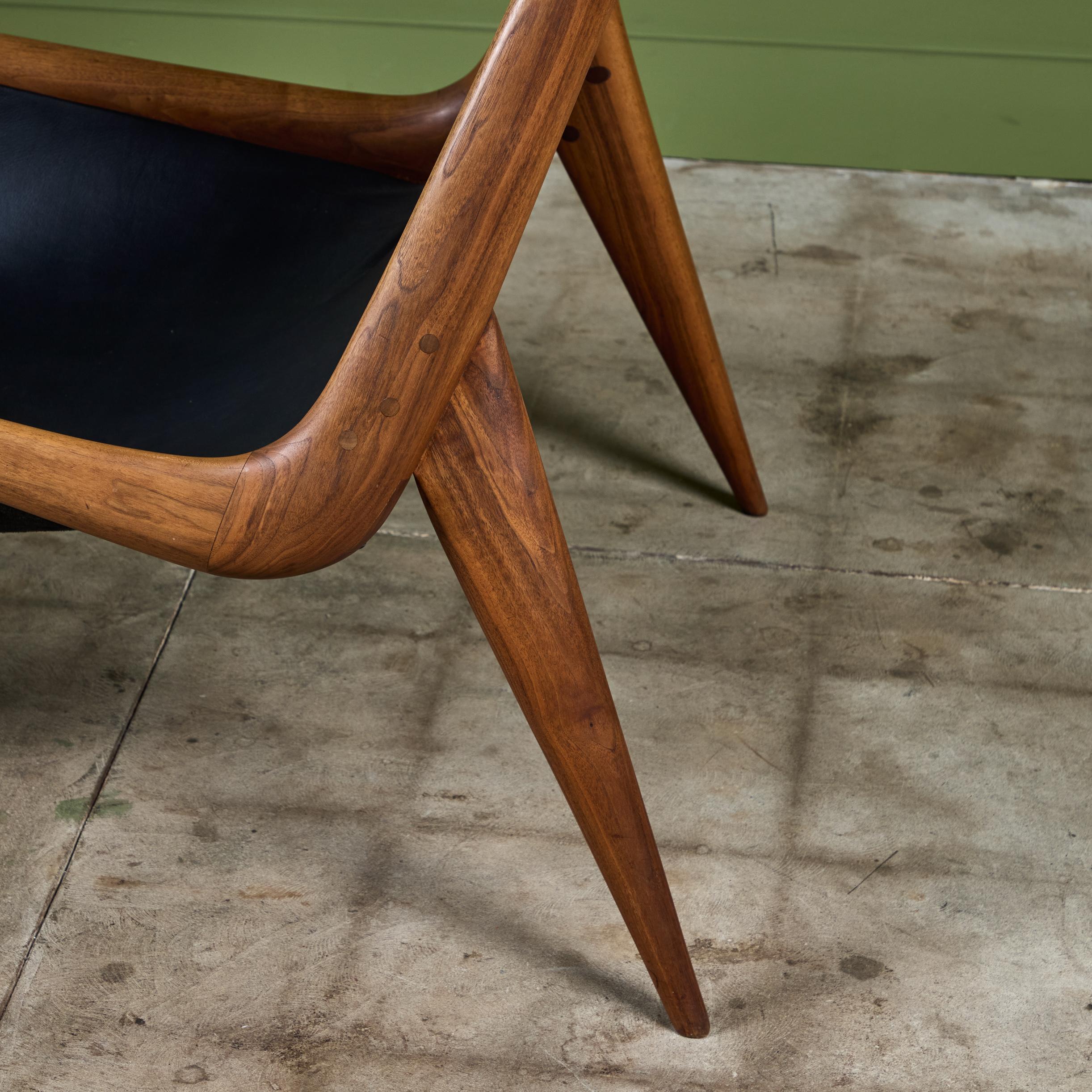 Miles Karpilow Studio Craft Leather Lounge Chair For Sale 6