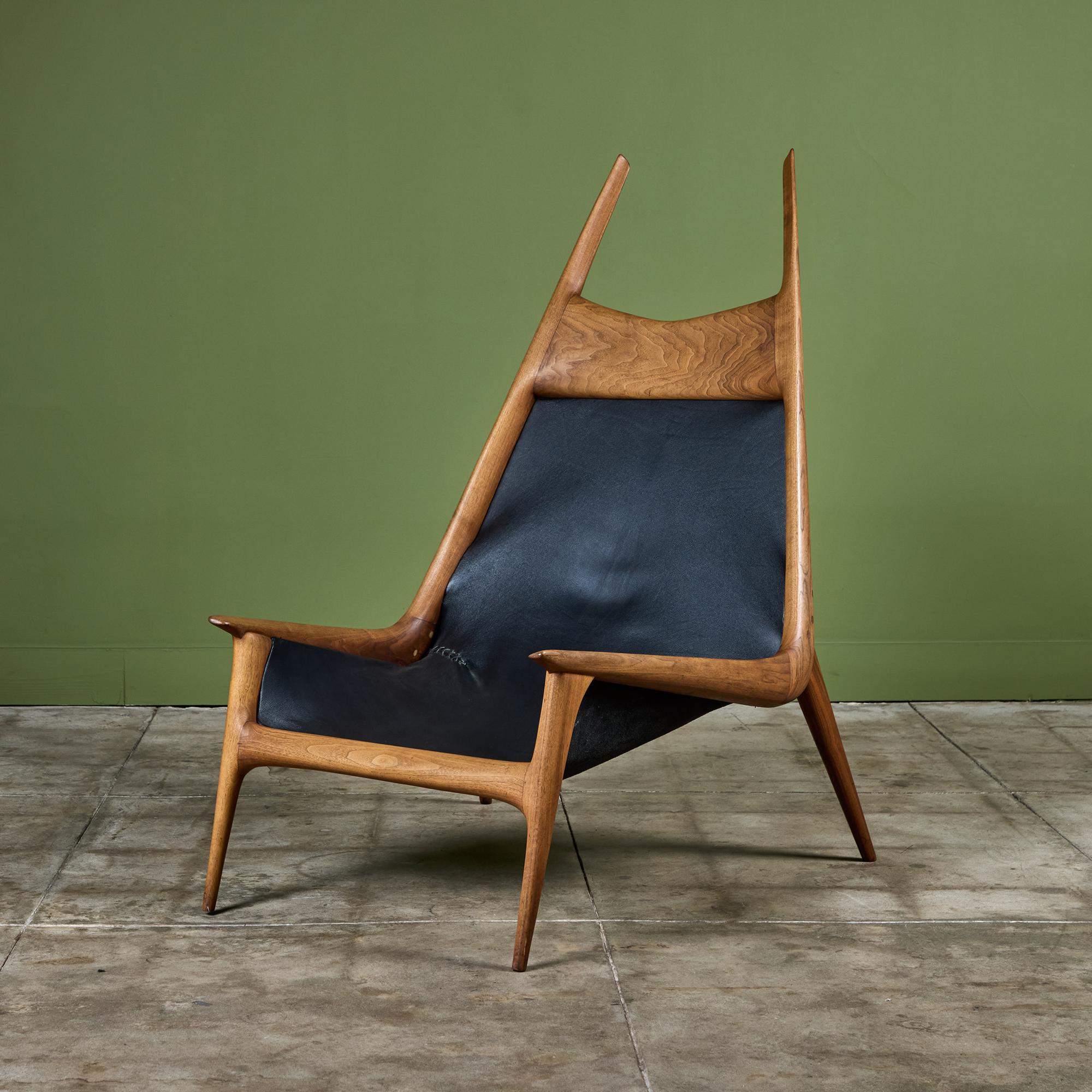 Studio Craft lounge chair by master craftsman, John Karpilow circa 1960, USA. The Bay Area artisan created this impressive piece known as the 