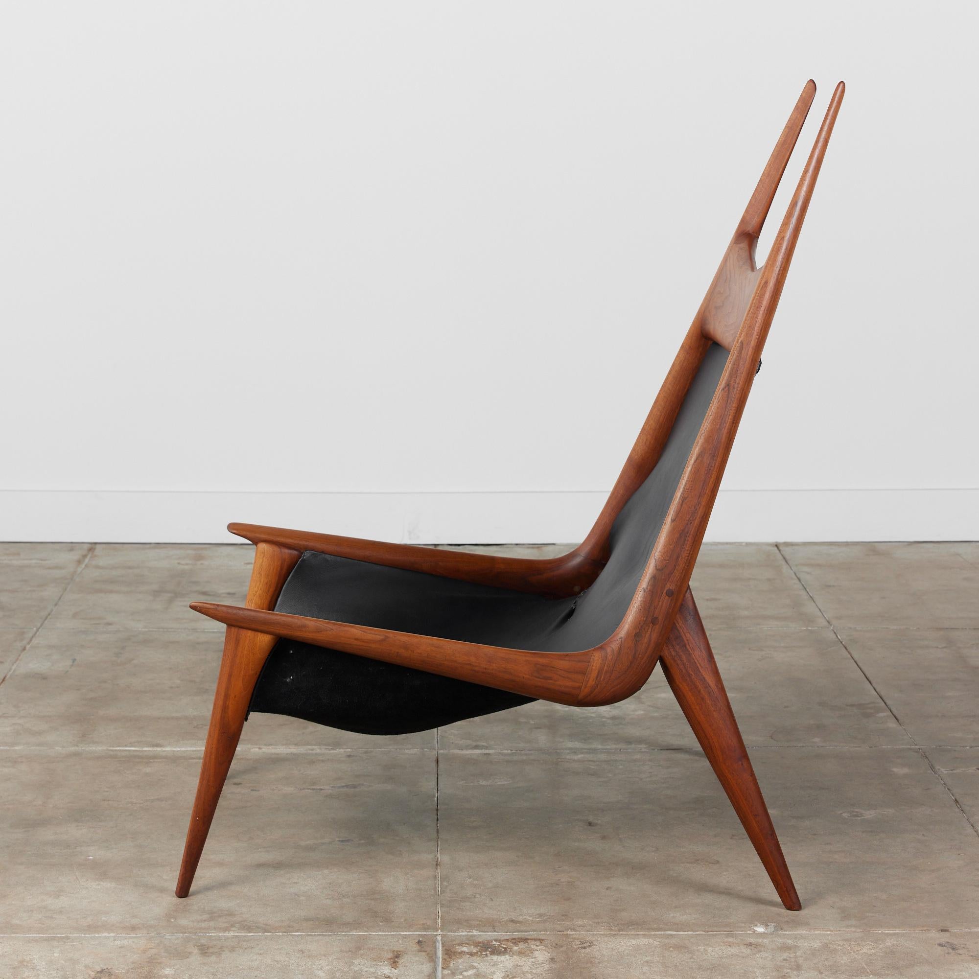 Mid-Century Modern Miles Karpilow Studio Craft Leather Lounge Chair For Sale