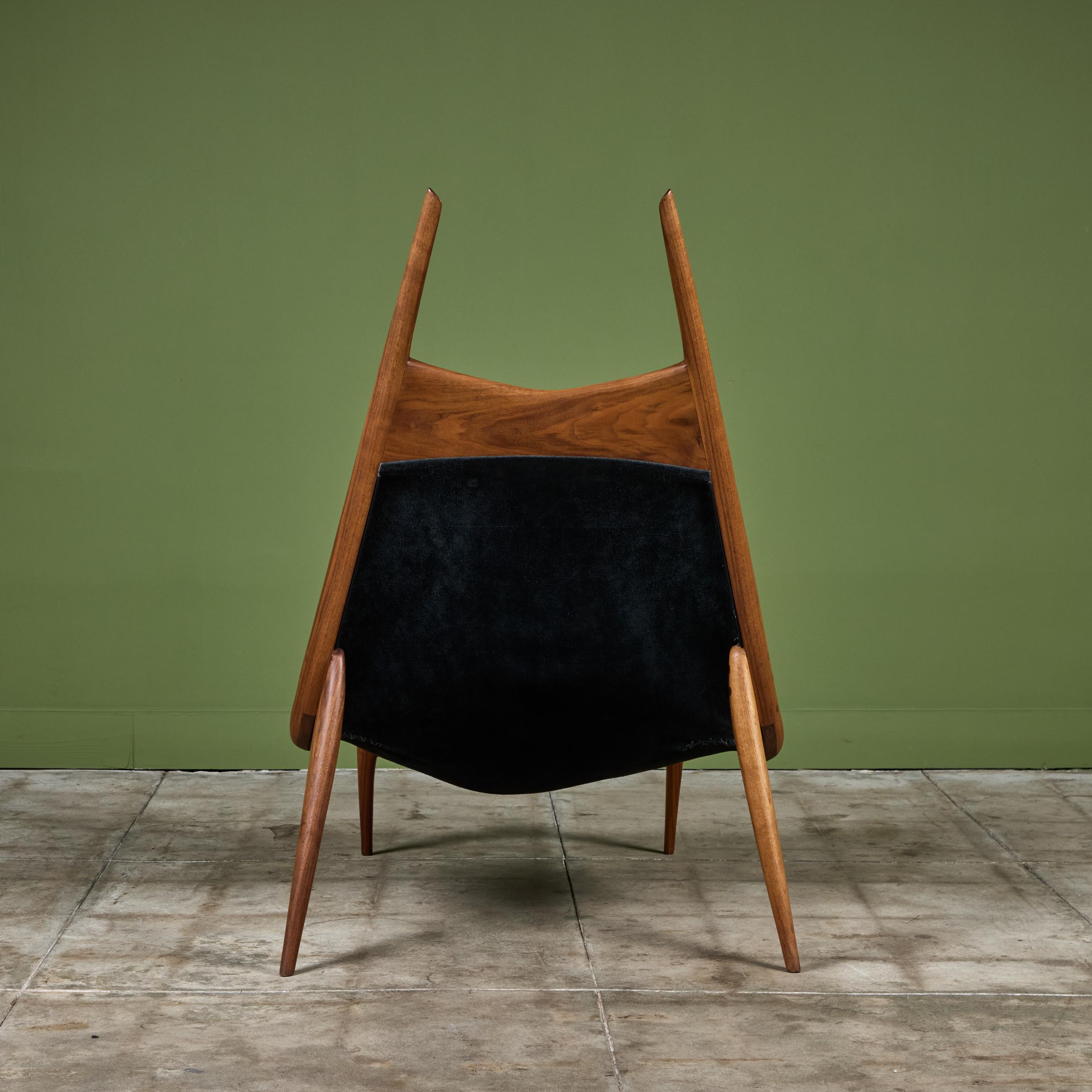 Mid-Century Modern Miles Karpilow Studio Craft Leather Lounge Chair For Sale
