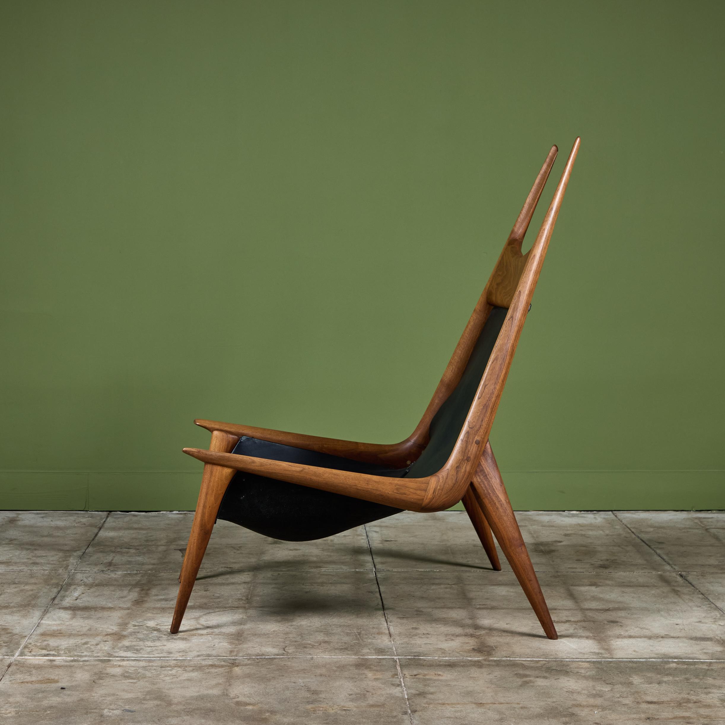 Miles Karpilow Studio Craft Leather Lounge Chair In Excellent Condition For Sale In Los Angeles, CA