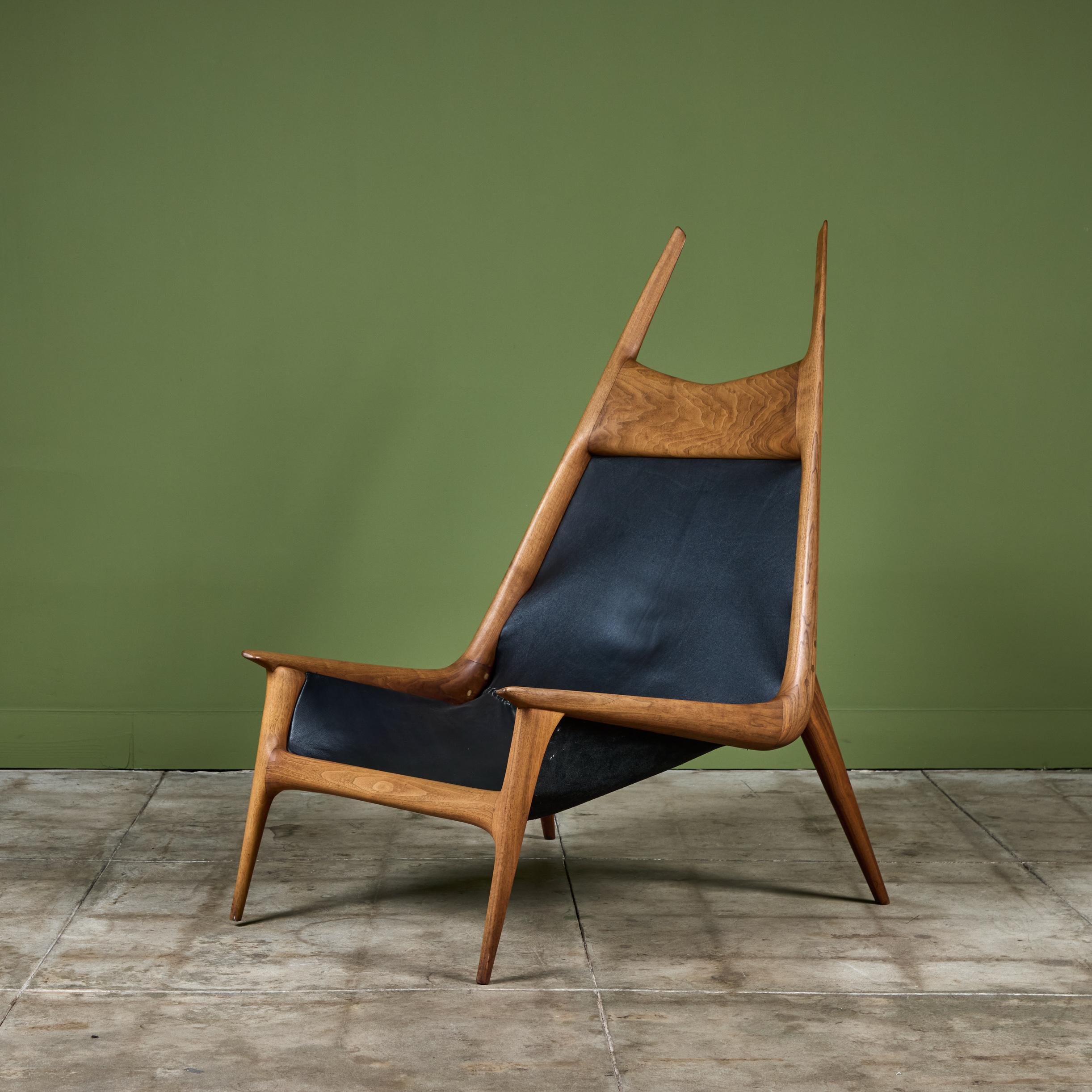 20th Century Miles Karpilow Studio Craft Leather Lounge Chair For Sale