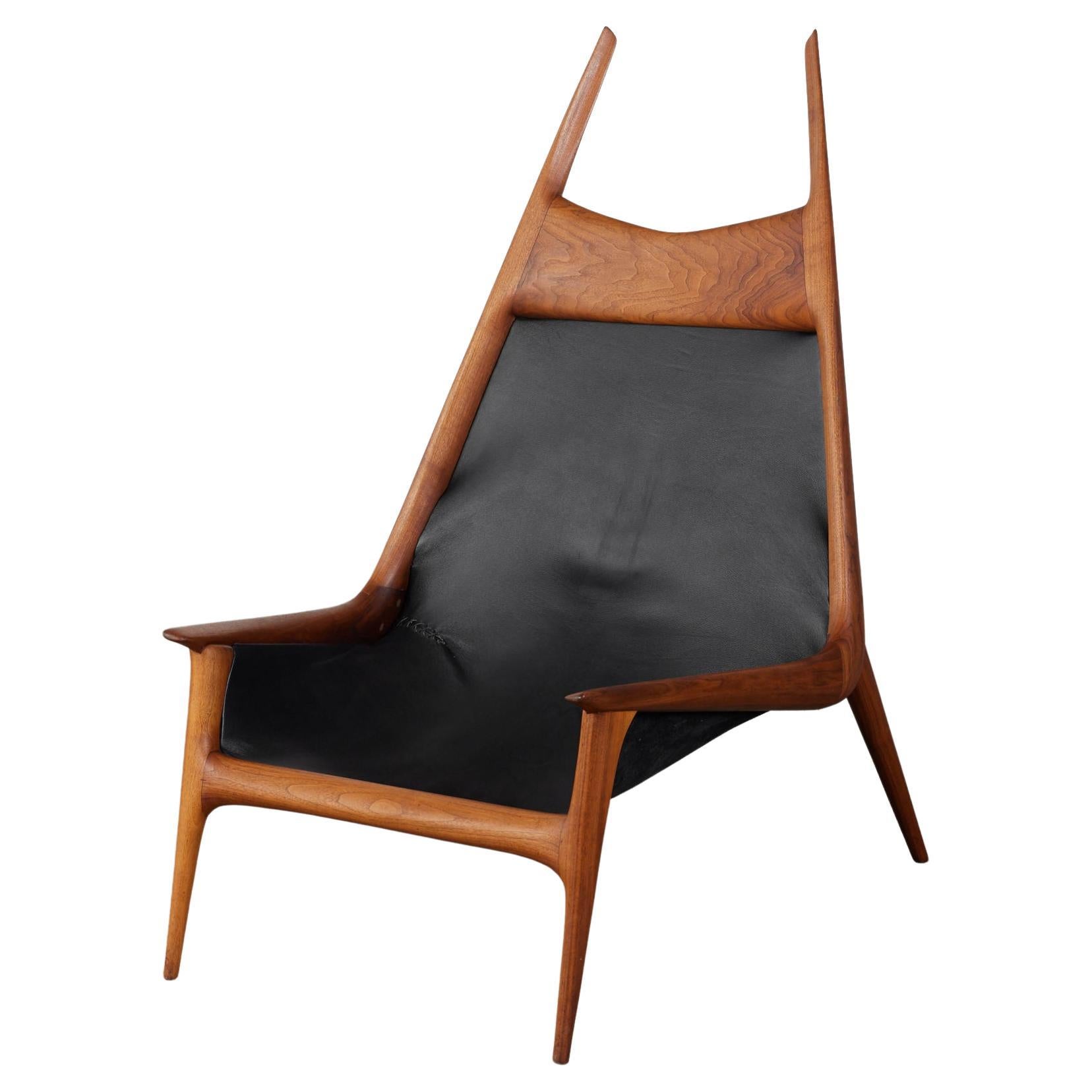 Miles Karpilow Studio Craft Leather Lounge Chair For Sale