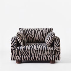 Zebra Patterned Upholstered Loveseat, Model Miles