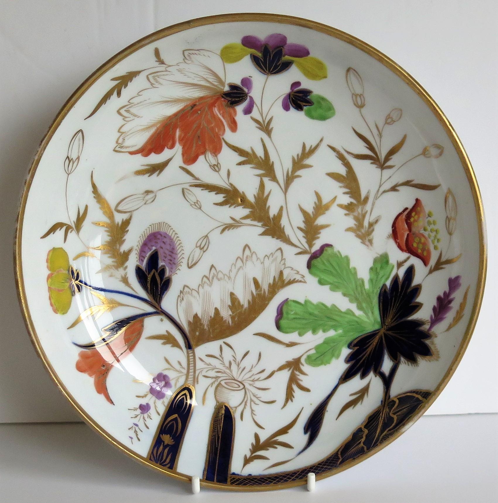 Hand-Painted Miles Mason English Georgian Porcelain Deep Plate or Dish Hand Painted, Ca. 1806