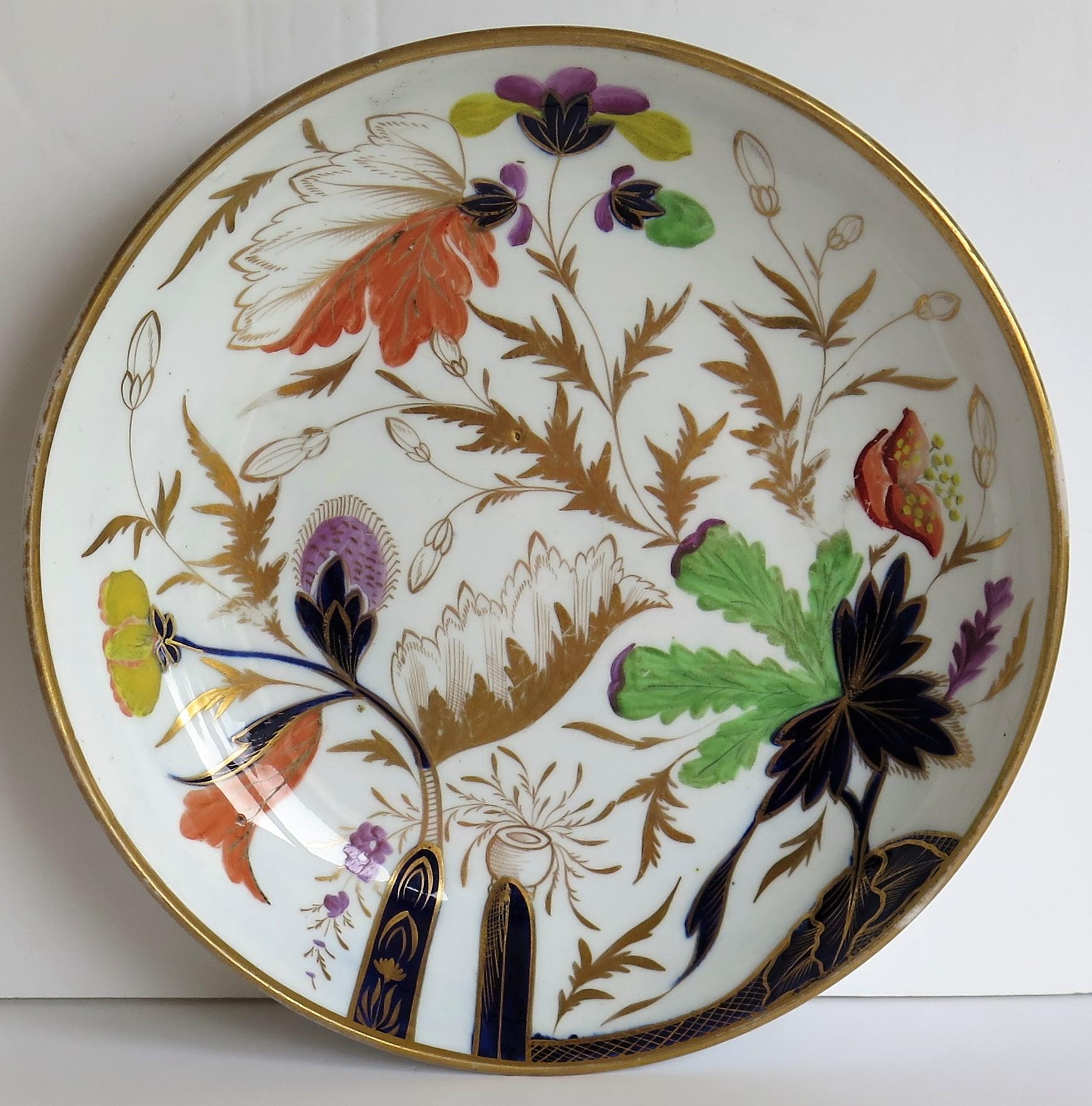 19th Century Miles Mason English Georgian Porcelain Deep Plate or Dish Hand Painted, Ca. 1806