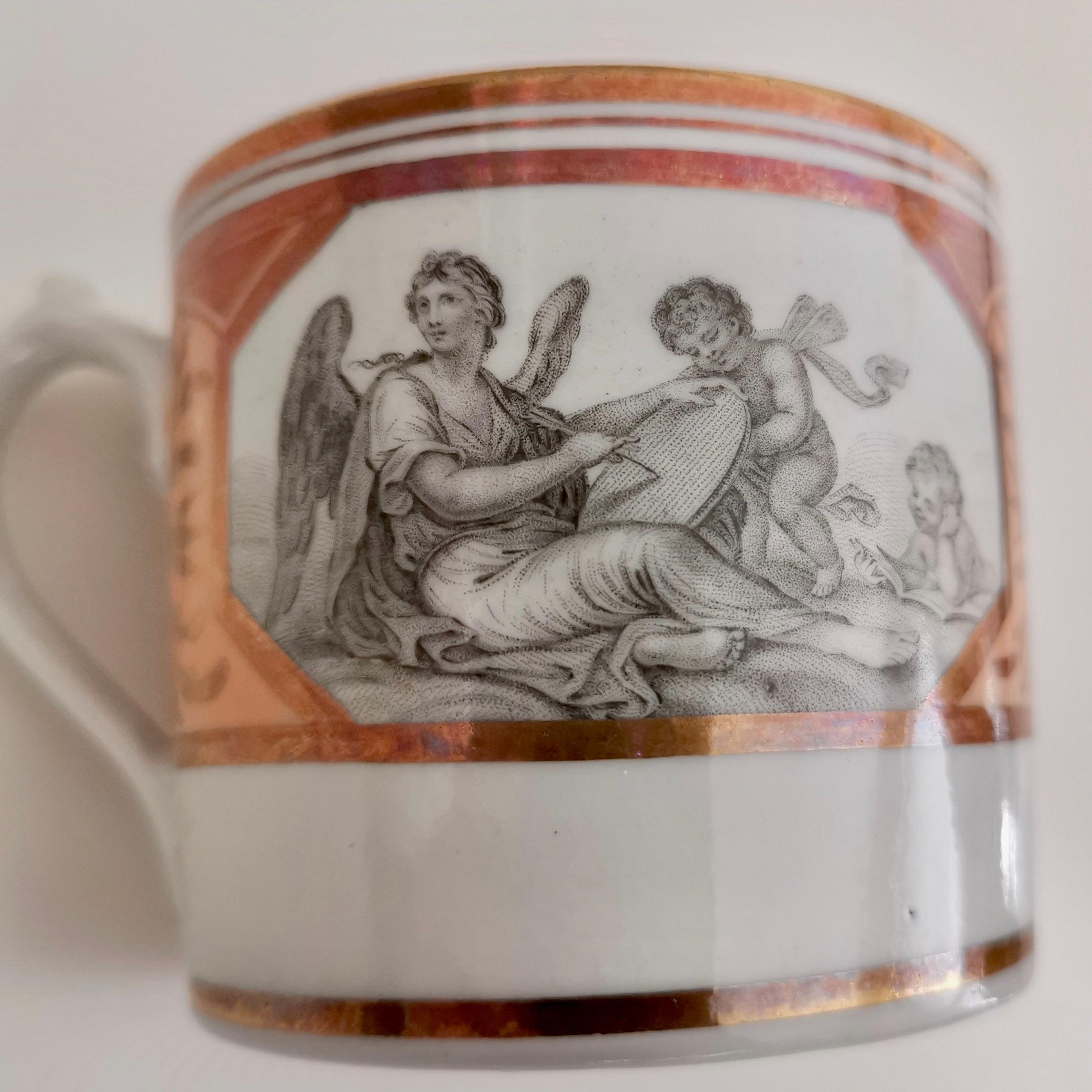 Miles Mason Orphaned Porcelain Coffee Can, Minerva and Cherubs, Regency 4