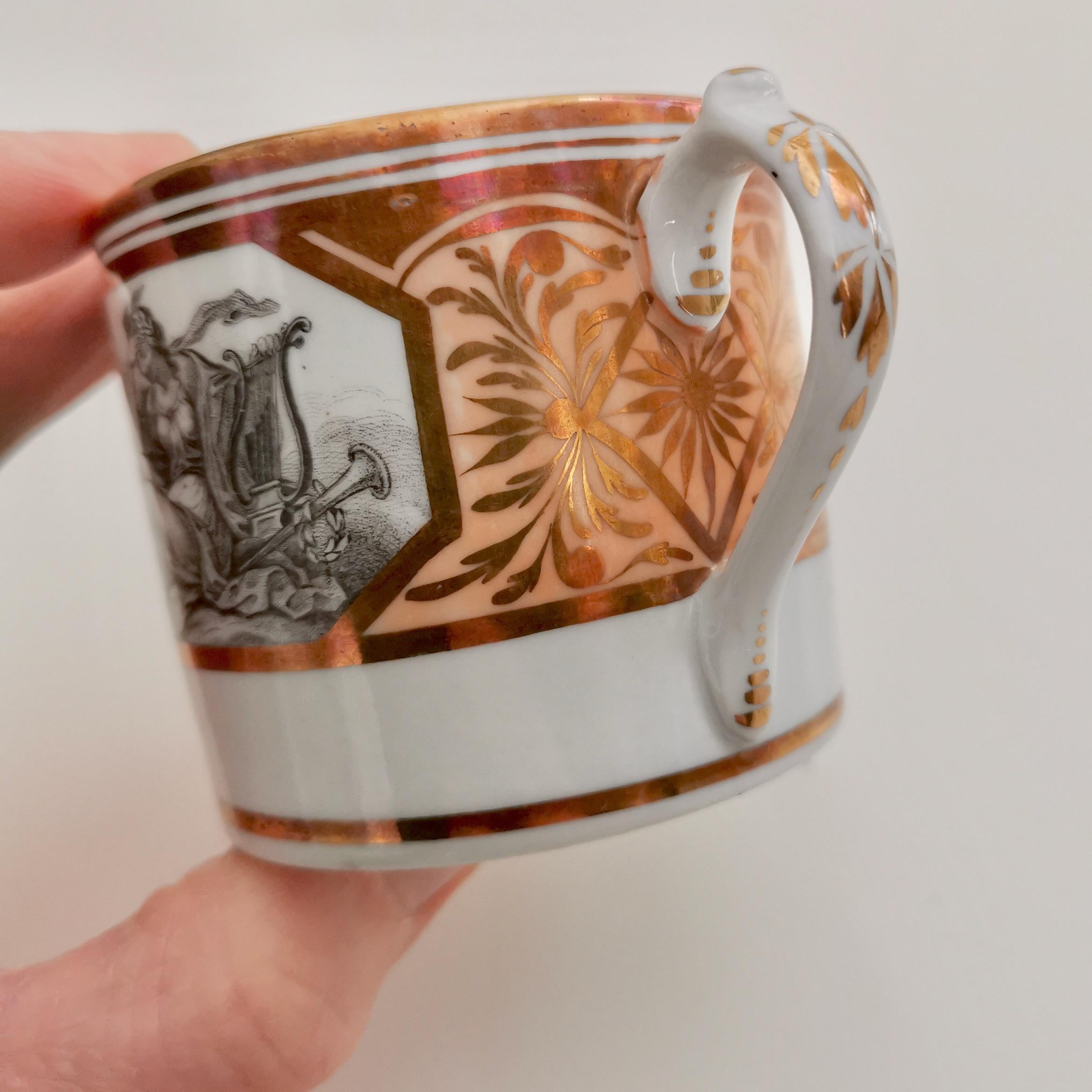 Miles Mason Orphaned Porcelain Coffee Can, Minerva and Cherubs, Regency 1