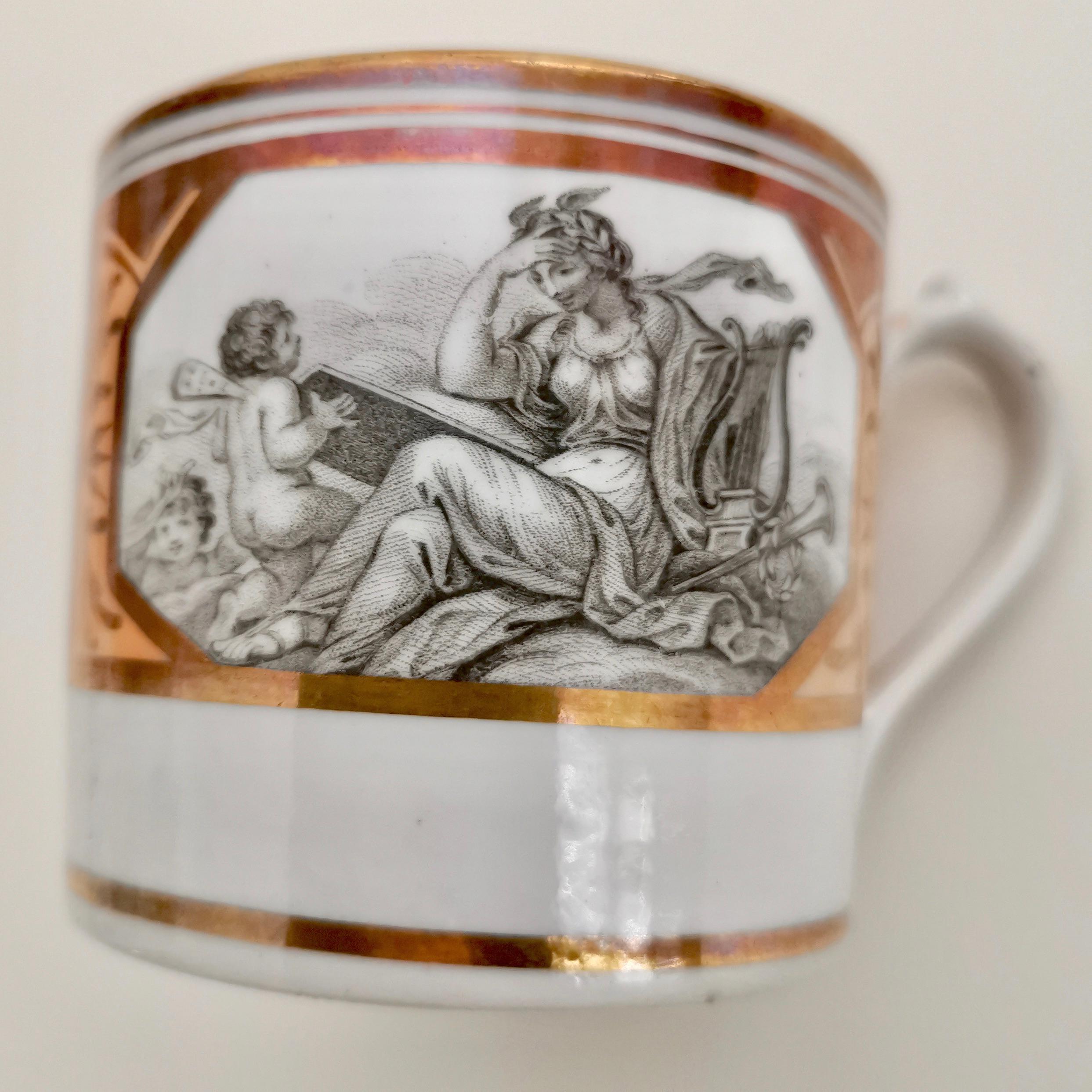 Miles Mason Orphaned Porcelain Coffee Can, Minerva and Cherubs, Regency 2