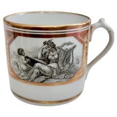Antique Miles Mason Orphaned Porcelain Coffee Can, Minerva and Cherubs, Regency