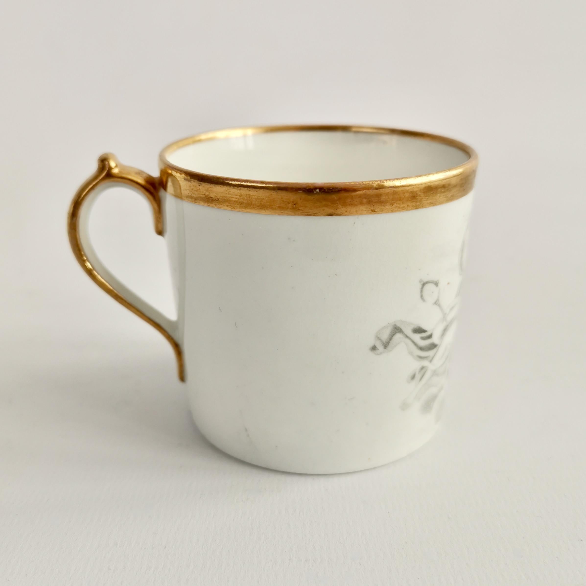 English Miles Mason Orphaned Porcelain Coffee Can, White, Bat Printed Minerva